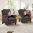 32.7'' Wide Classic and Comfort Top Genuine Leather Push Back Recliner with Nailhead Trim ( Set of 2)