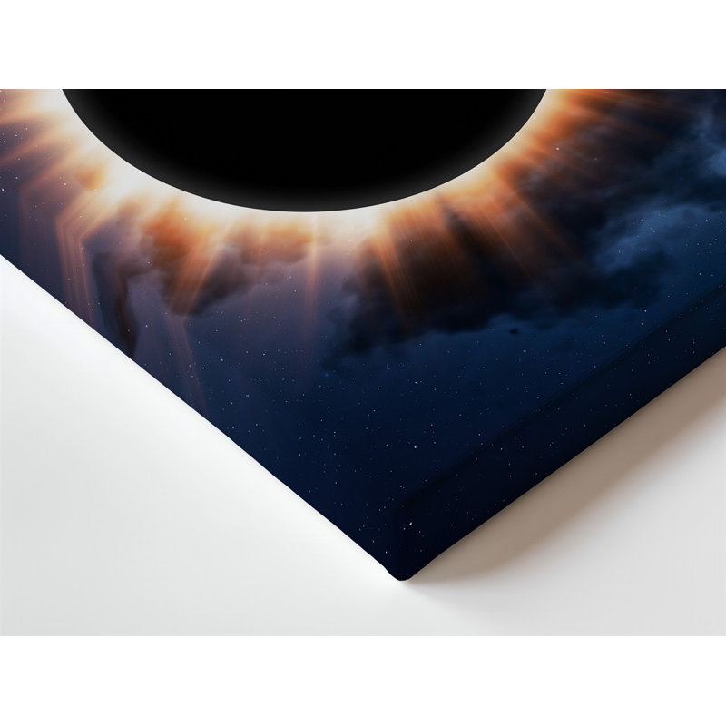Toile, une scène céleste à couper le souffle représentant une éclipse solaire où un art mural Silhouette sombre d'une planète est entouré d'une toile