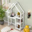 Bureau en bois en forme de maison, table d'étude pour enfants, bibliothèque et rangement pour jouets (bibliothèque)-1172887245