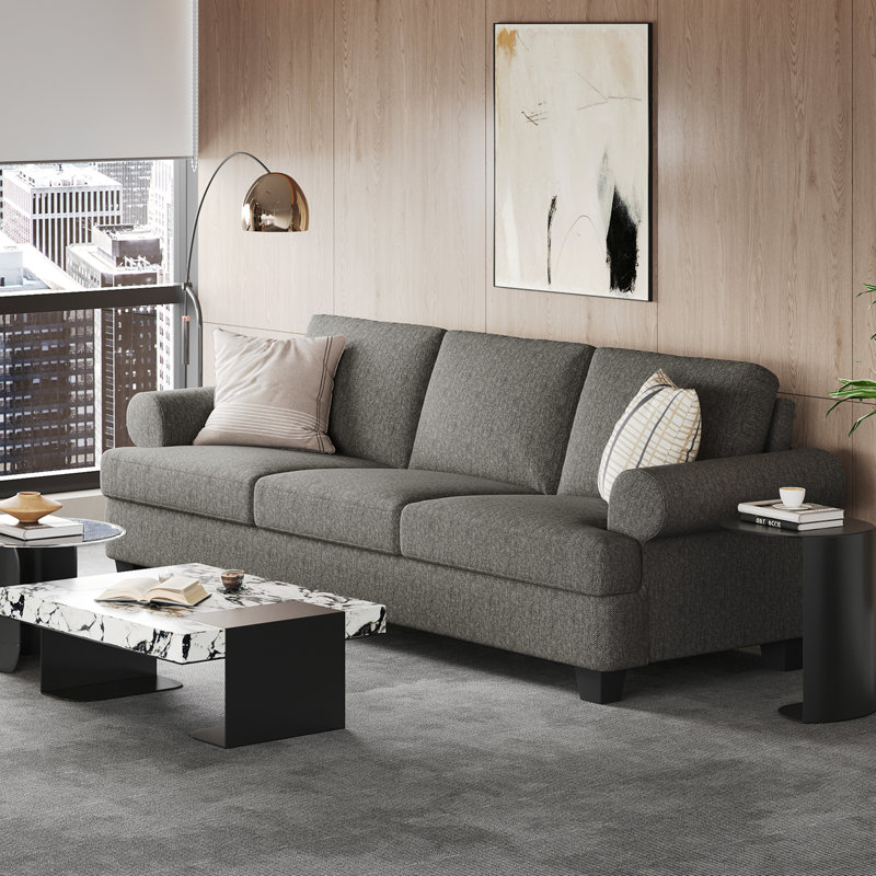 91" Lawson 3-Seater Sofa with Deep Seats, Light Gray Linen