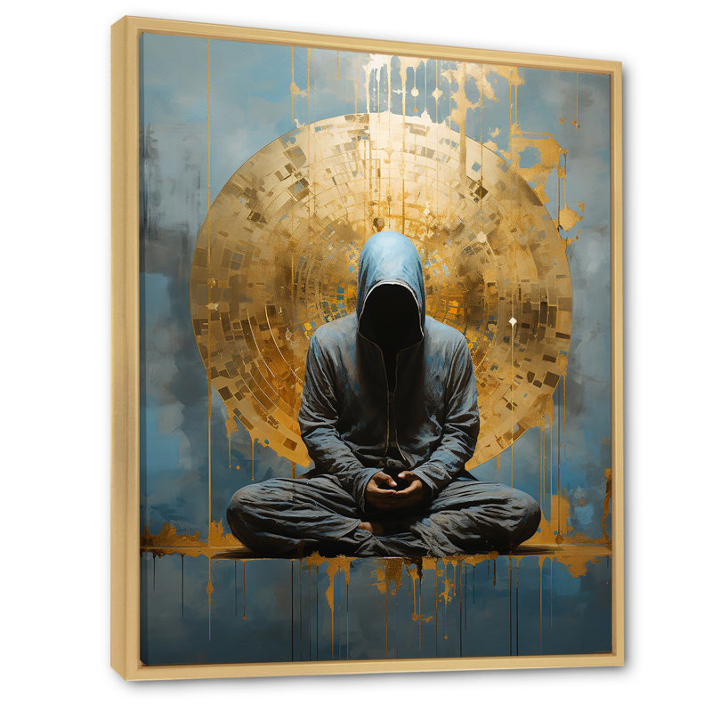 Minimalisme méditation, pose sur toile, Cadre naturel flottant, H 32 po x l 16 po x P 1 po