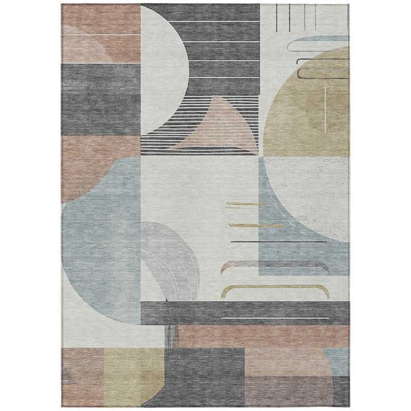 Daeira Orange Washable Indoor-Outdoor Rug - LOOMLAN, 9' x 12'