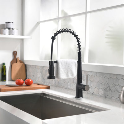 Faucet For Kitchen Sink, Kitchen Faucet With Pull Down Sprayer,  Modern Commercial Spring Pull-Out Kitchen Sink Faucet