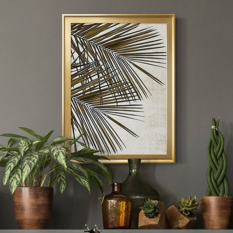 Palm I - peinture sur toile encadrée, Cadre doré, H 22,5 po x l 30,5 po x P 1,5 po
