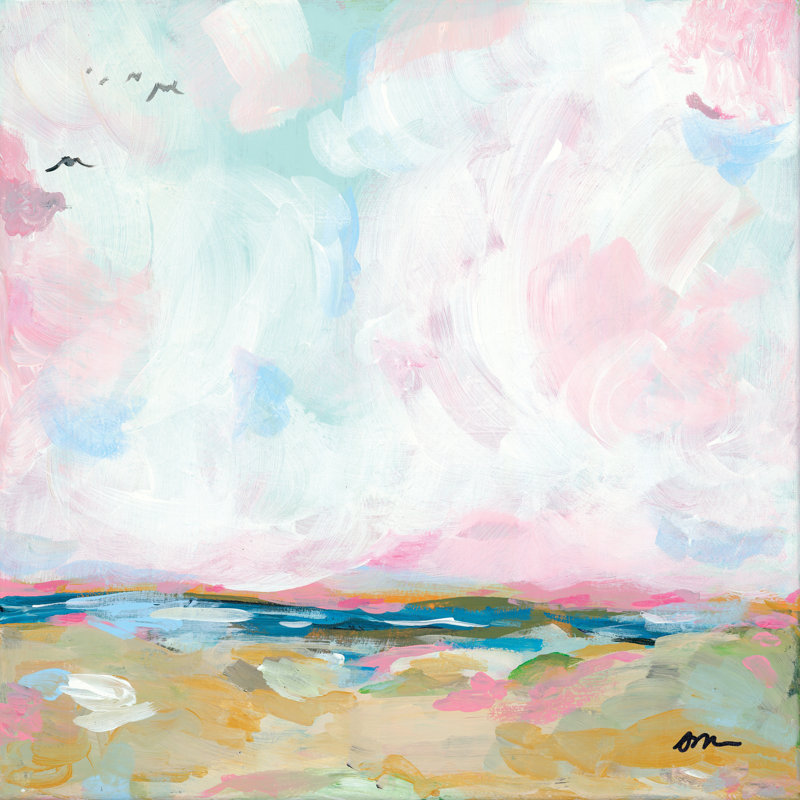 «Beach Days» par Jessica Mingo - impression, L 12 po x H 12 po, Toile encadrée noire, Non