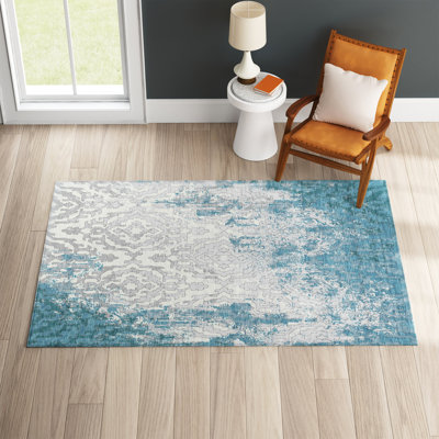 Lamanna Washable Damask Indoor / Outdoor Rug