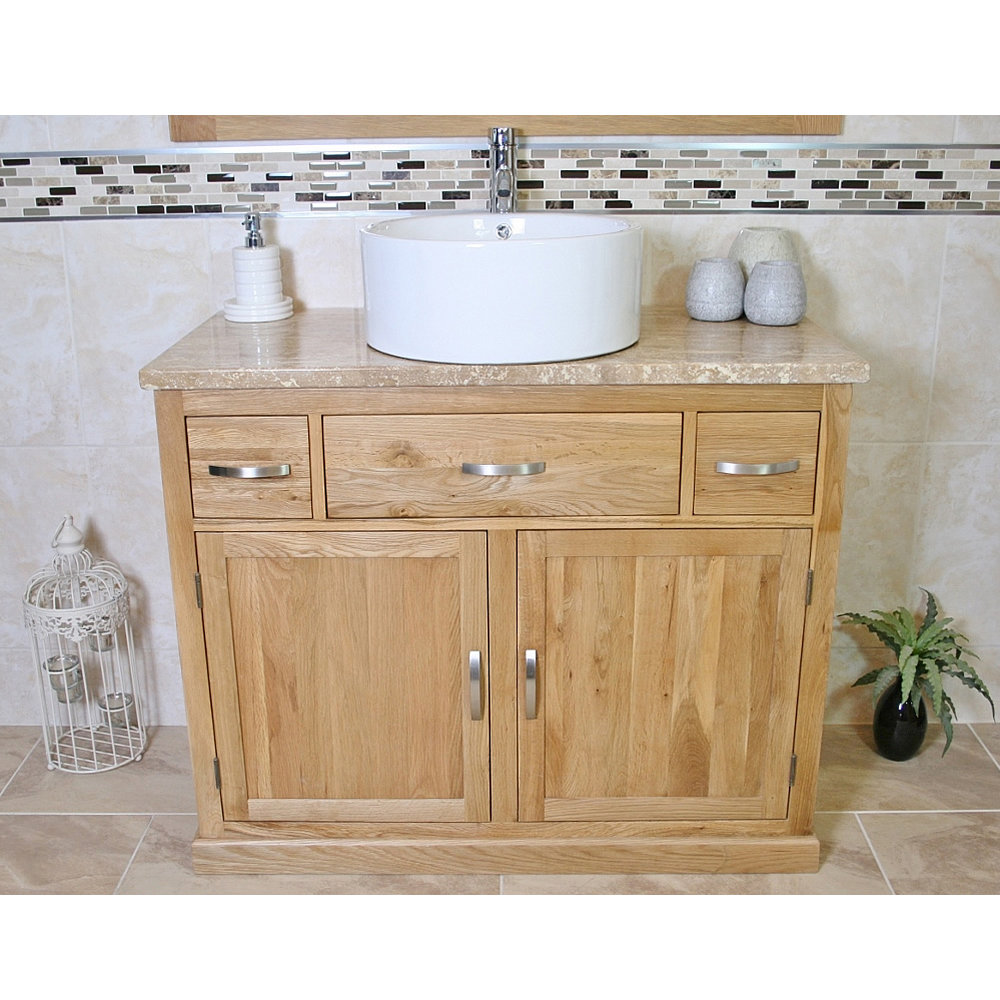Leon Solid Oak 1000mm Free-Standing Vanity Unit