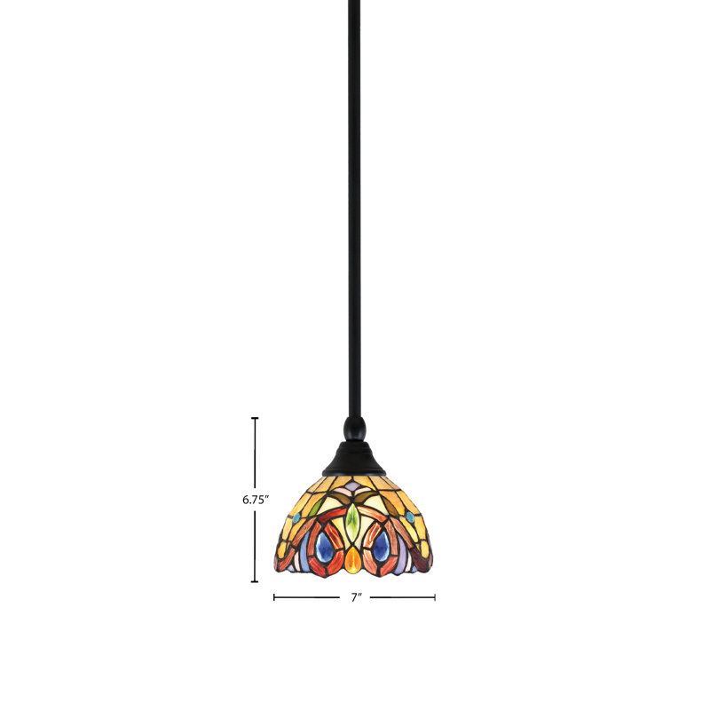 Mini-luminaire suspendu suspendu avec tige en verre 7 po, Lynx, Noir