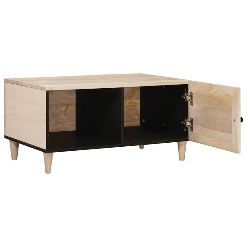 Solid Wood Coffee Table with Storage, Beige