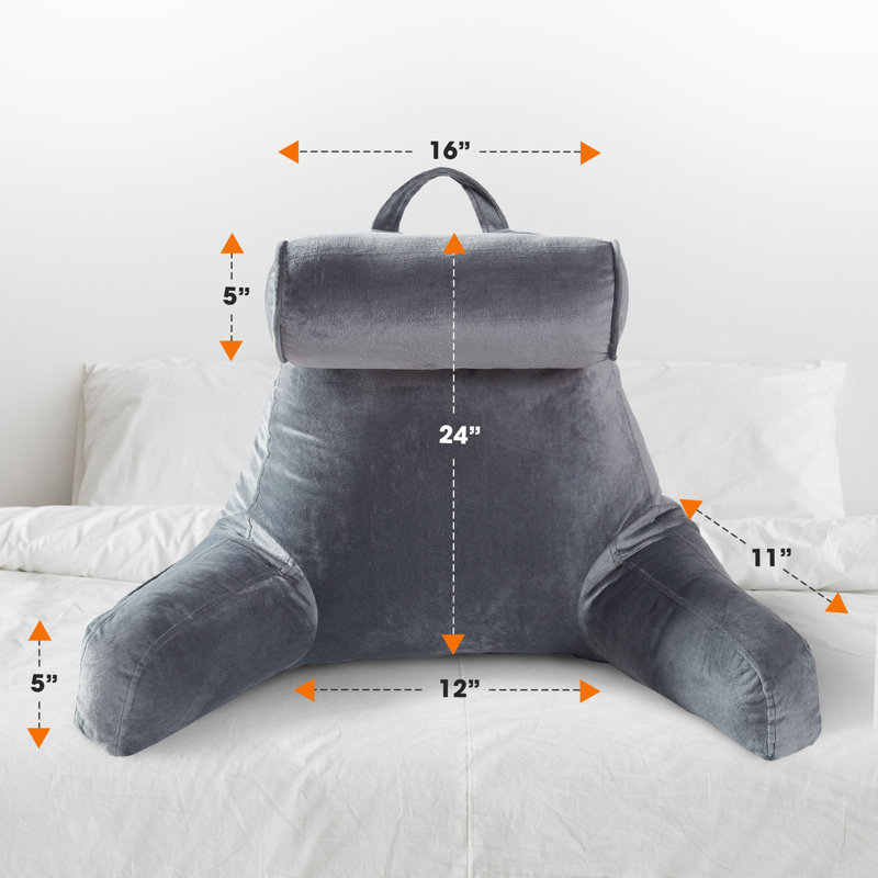  TV and Reading Bolster/Backrest Pillow Cover & Insert, Gray