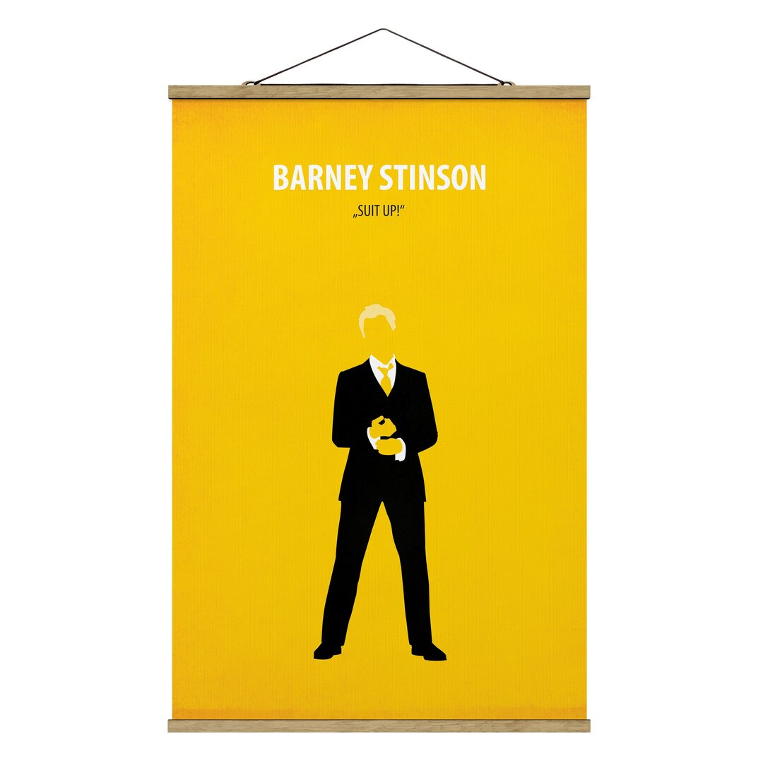 Stoffbild mit Plakatstreifen - Filmposter Barney Stinson - Portrait 3:2