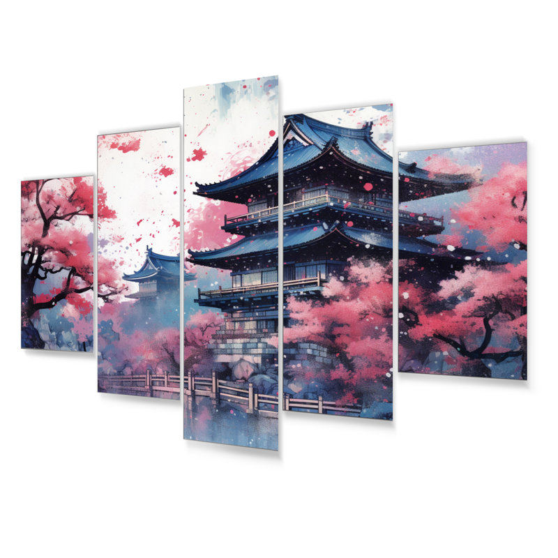 Paysage japonais du soleil levant VI - ensemble de décorations murales en métal Japon