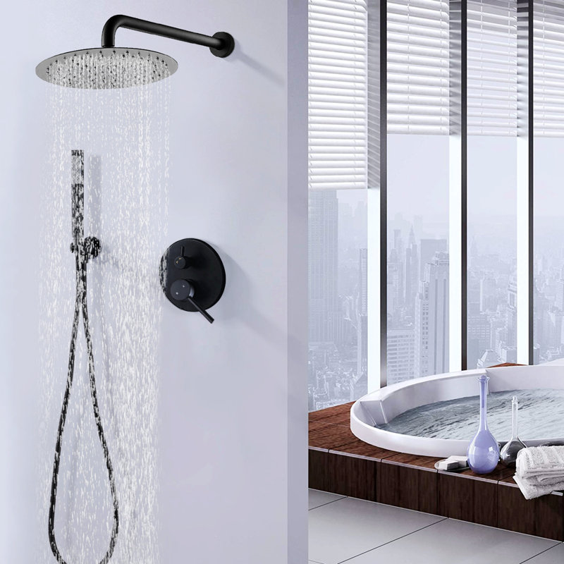 Thermostatic Complete Shower System with Rough in-Valve, Matte Black