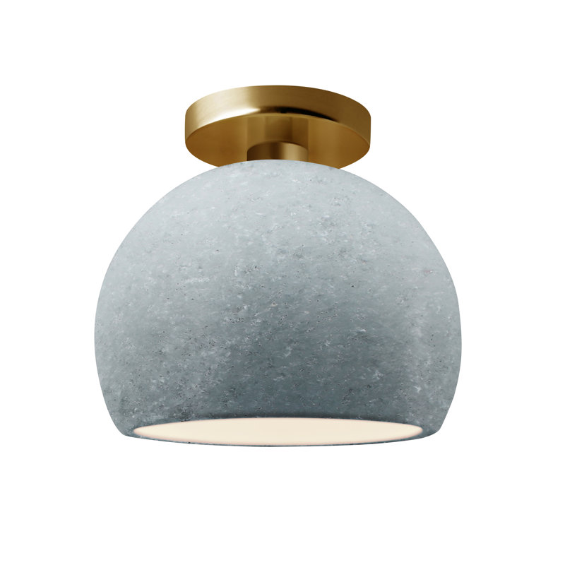 Radiance Ceramic Semi Flush Mount, 7" H x 7" W x 7" D, Brushed Brass, Concrete