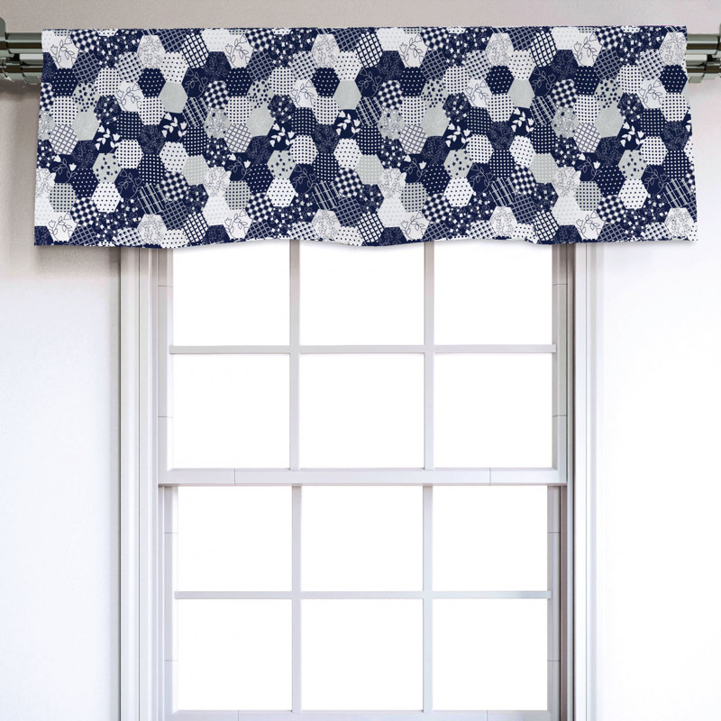 Sateen Geometric Ruffled Window Valance