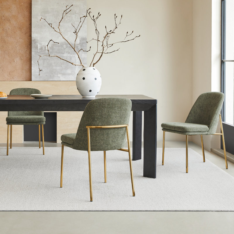 Chaise de salle à manger Angelick avec structure en métal, 3, Vert mousse
