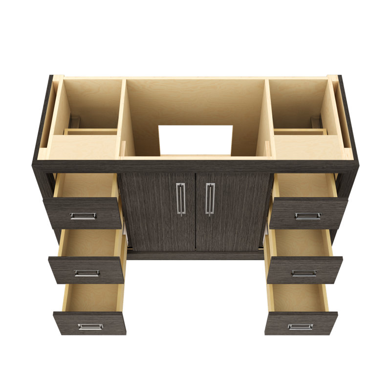 Avalon Single Extra Wide Bath Vanity, Gray Weathered, Polished Chrome, 54"