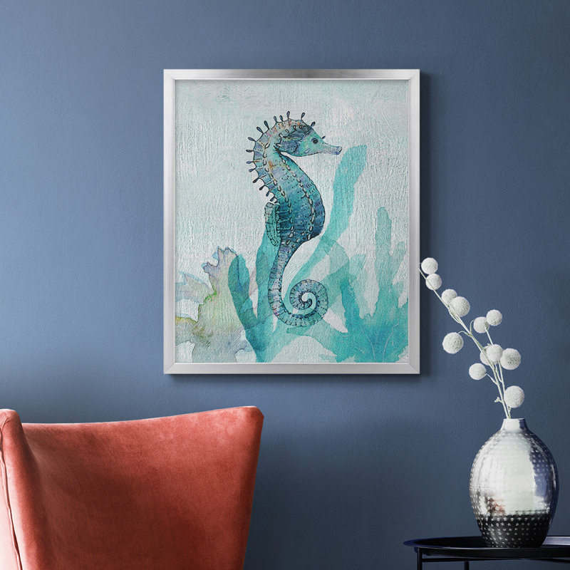 Hippocampe I, toile encadrée de qualité supérieure - prête à être accrochée, Argent, H 20 po x l 16 po