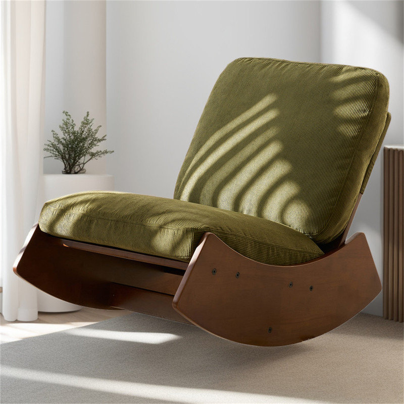 Chaise berçante confortable, fauteuil oscillant rembourré de haute qualité, structure en bois massif, parfaite pour une chaise de lecture d'appoint à réglages multiples pour la chambre à coucher, le salon, la chambre de bébé