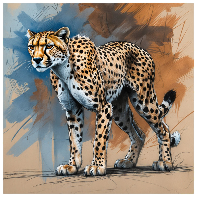 Édredon guépard Illustration peinture, Très grand lit