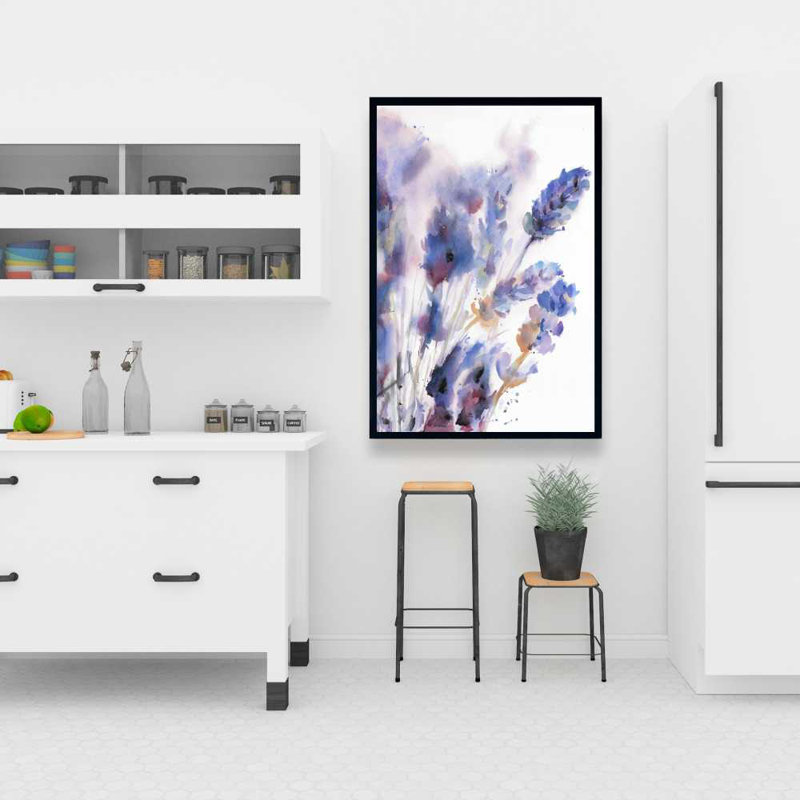 Aquarelle, fleurs de lavande, toile - décor de salle de bain rustique, H 37,25 po x l 25,25 po
