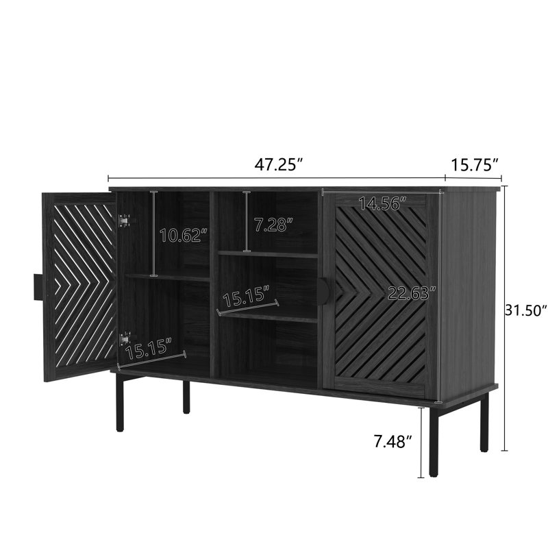 Armoire de rangement avec 2 portes creuses et 3 tablettes, Gris foncé