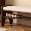 Banc à chaussures en bois massif, banc d'entrée en bois à 2 niveaux, range-chaussures moderne avec coussin en similicuir pour le couloir, le salon
