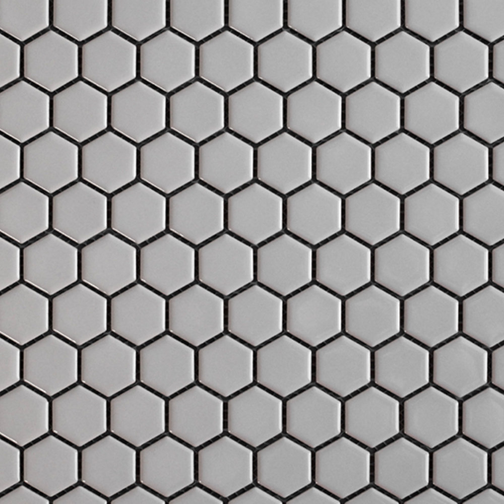 Metro Hex 1" Mosaic, Gray, Glossy
