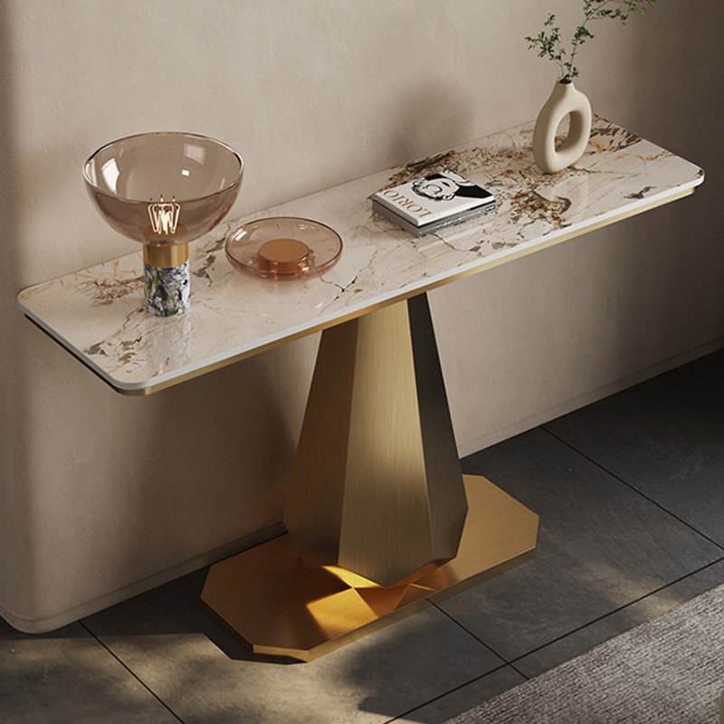 Console légère en métal de style luxueux., H 33,4 po x l 55 po x P 13,7 po