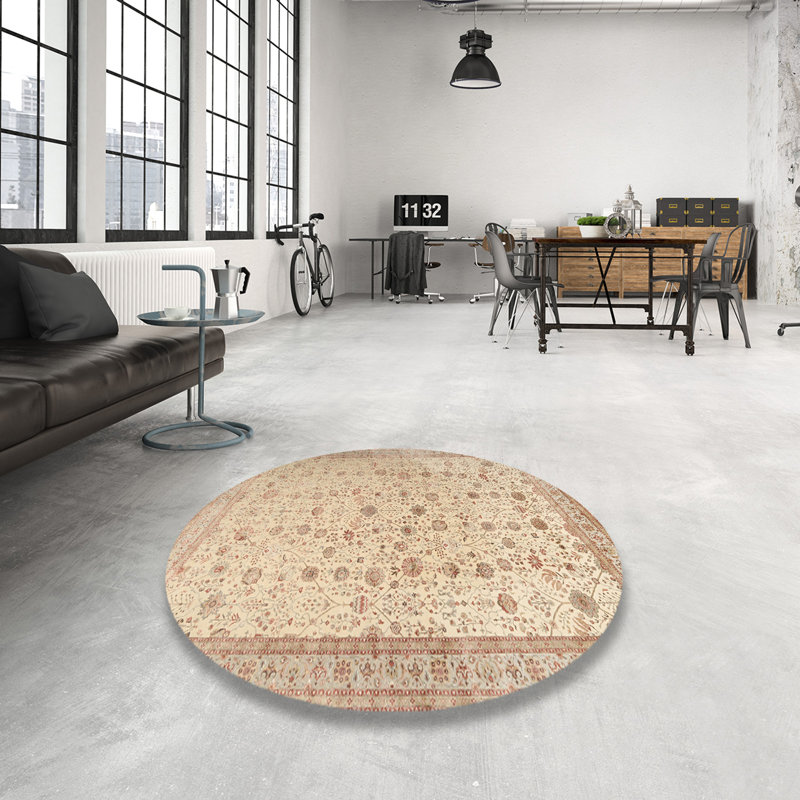Iain Wool Floral Indoor Rug, Round 4'