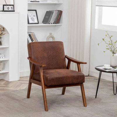 Chaise d'appoint avec revêtement et structure en bois massif, mobilier de salon Mid-Century moderne classique pour sièges supplémentaires