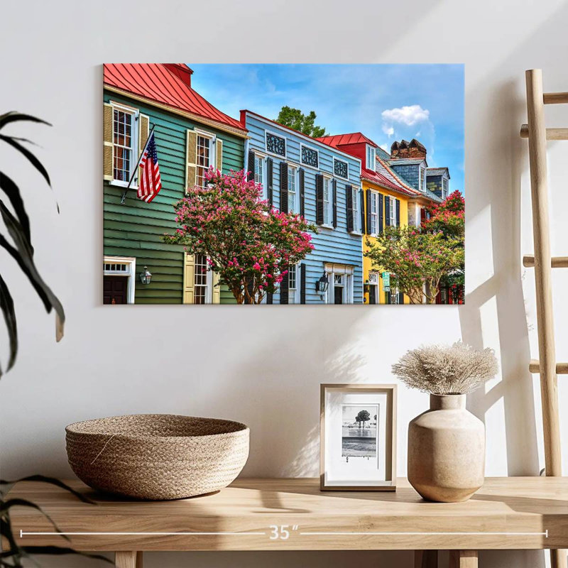 Ravi maisons colorées de Charleston, H 26 po x l 39 po