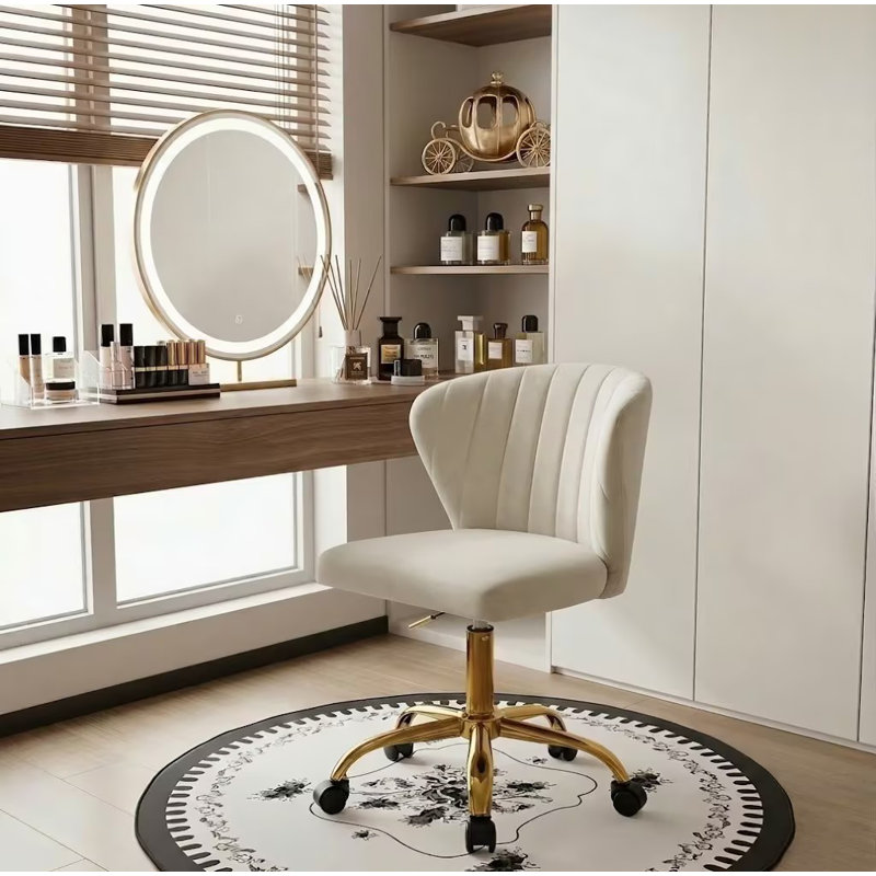 Mccowan Ergonomic Task Chair with Tufted Back, Ivory