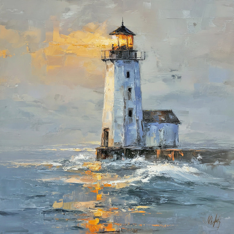 «Beacon at Day Break», art mural sur toile tendue, H 20 po x l 20 po