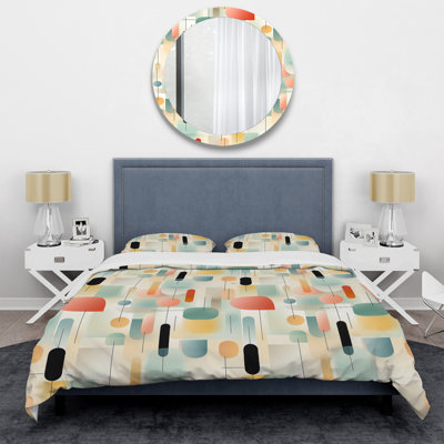 Ensemble de housse de couette géométrique Pastel Harmony IV - Microfibre de polyester