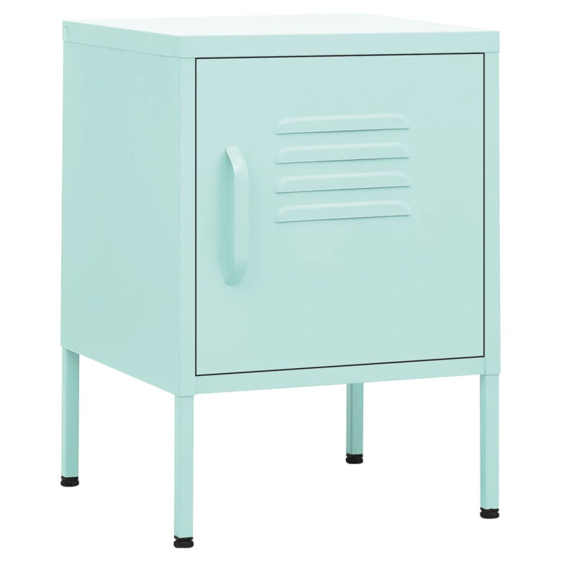 Izzabel 35cm W Steel Bedside Table, Mint Green, Individual