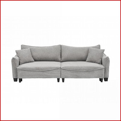 Canapé-lit convertible 3 places en velours côtelé gris polyvalent avec coussins décoratifs - pour le salon Petits espaces | Gris | Velours côtelé | Dossier rembourré