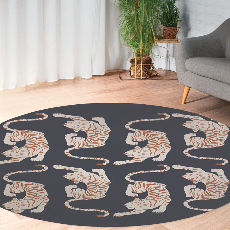 Hey Tiger Area Rug, Round 5'