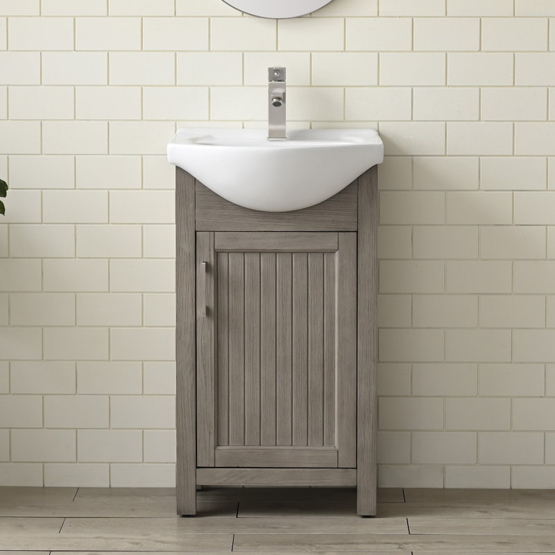 Meuble-lavabo simple 20 po avec plateau en céramique Boesch, Chêne brossé héritage