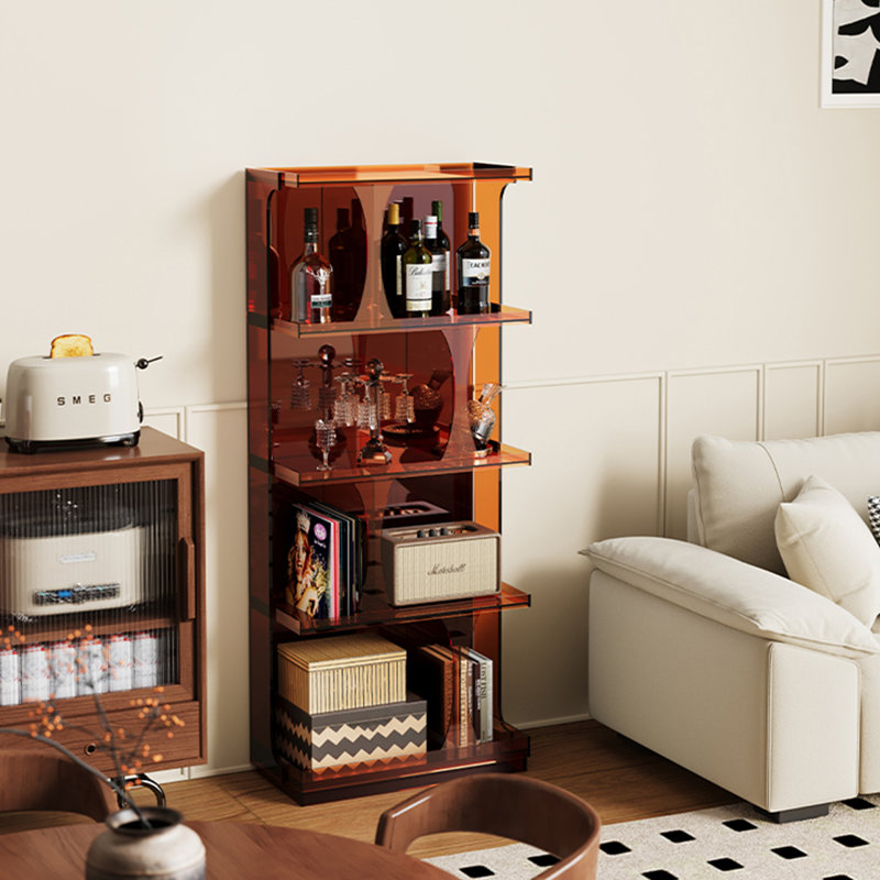 Modern simple multi-functional open bookcase, Amber Brown