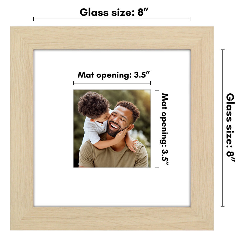 Natural Oak 8x8 Wide Molding Picture Frame with Mat
