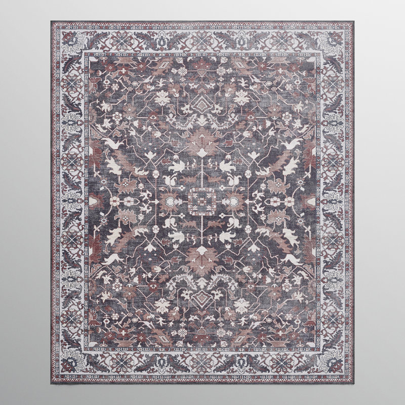 Zehorit Machine Washable Vintage Area Rug For Living Room, Hallway Runner, Entryway Rug, Rectangle 8'10" x 12'