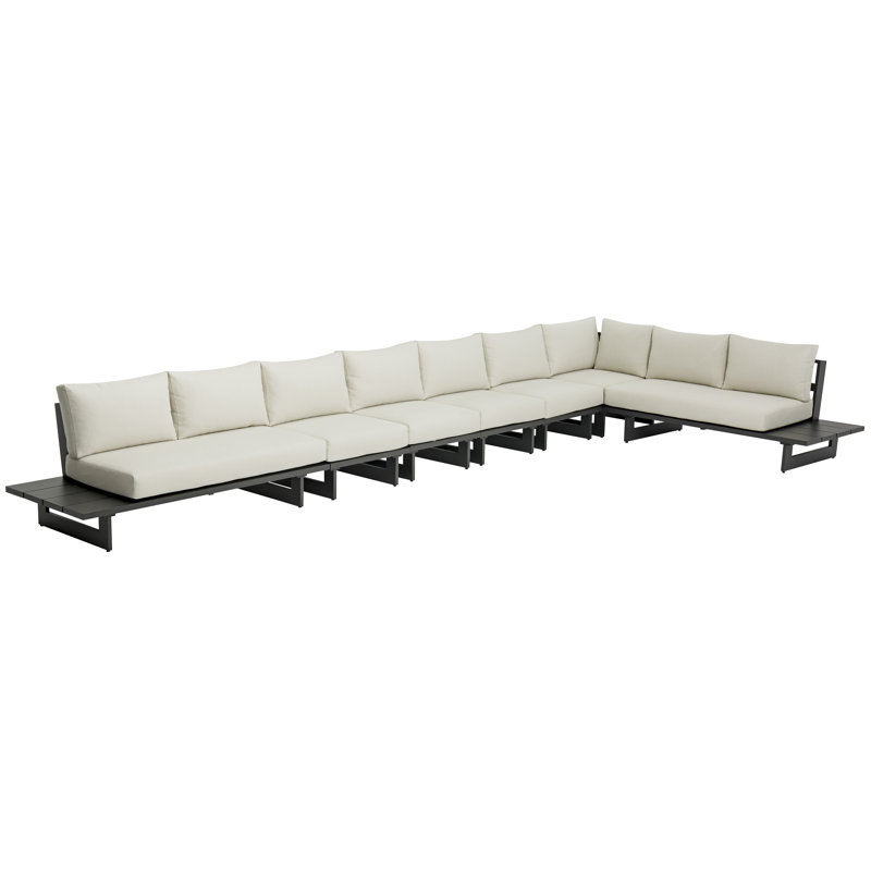 Canapé modulaire d'extérieur avec coussins Kirit 212, gris, Crème