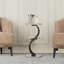 Table d'appoint à 3 niveaux avec design en forme de S, table de bout de style industriel pour le salon, la chambre à coucher et les petits espaces, table d'appoint compacte avec plateau en bois et structure en métal