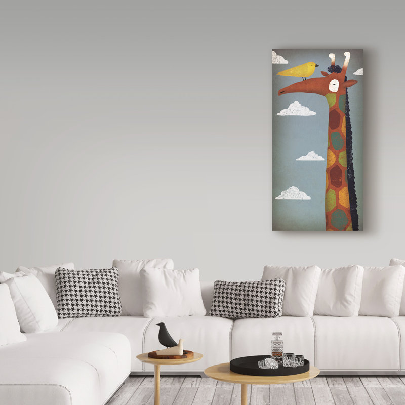 «Giraffe and Bird», art sur toile, H 47 po x l 24 po x P 2 po