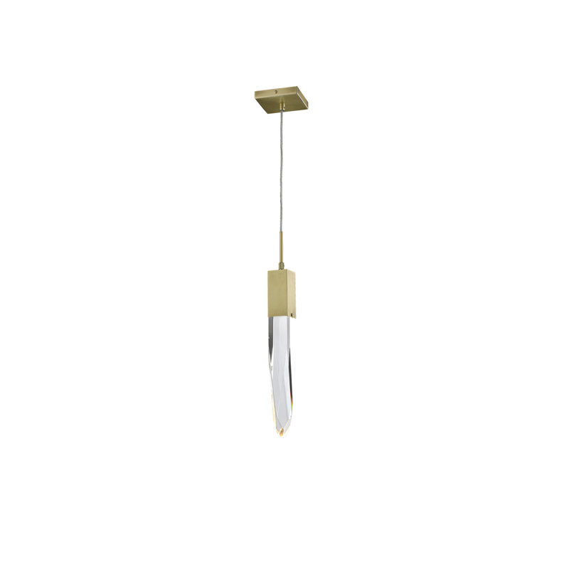 Aspen 1 - Light Pendant, Brushed Brass, Clear, Clear Aspen K9