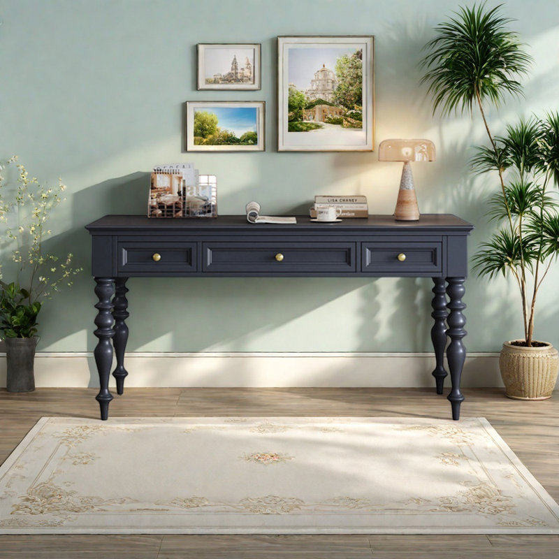 French Style Storage Desk, 30.71" H x 59.06" W x 23.62" D, Dark Gray