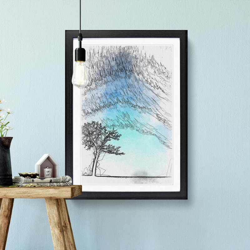 Tree at Dusk in Slovakia in Abstract - Framed Print, Black, 91cm H x 60cm W x 2cm D