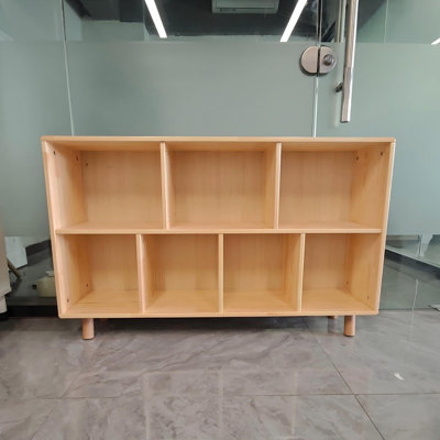 Bibliothèque en bois, bibliothèque à 2 niveaux, 7 compartiments de rangement, bibliothèque ouverte avec pieds pour le bureau personnel, le salon, le bureau