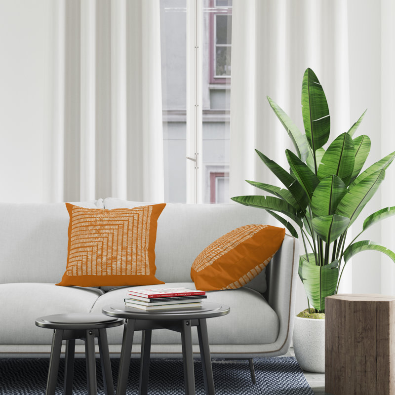 Jeté carré en polyester intérieur / extérieur, L 17 po x H 17 po, Orange